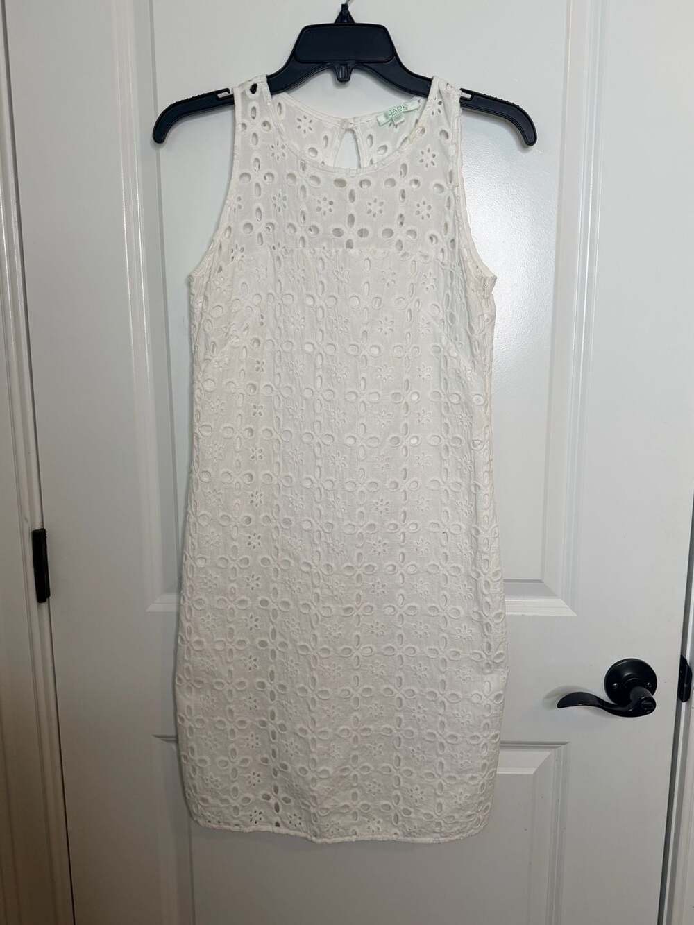 Jade Melody Tam White Eyelet Sleeveless Mini Shift Dress XS
